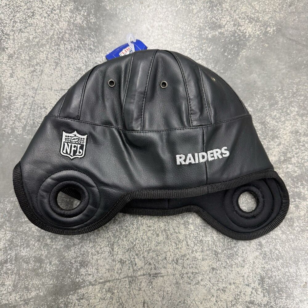 Vintage RARE Reebok LA OAKLAND Raiders NFL Football Faux Leather Helmet Hat NWT